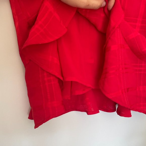 Ruffle Chiffon holiday Mini Red Dress Size XS - Picture 6 of 8